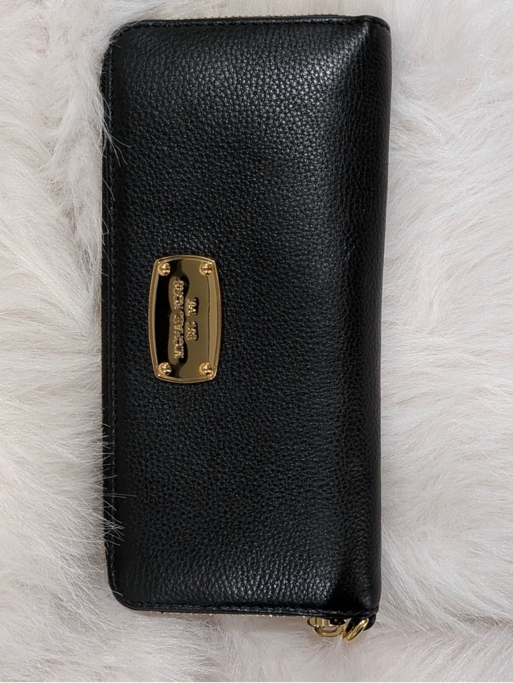 Michael Kors Black Leather Wallet with Gold Plaque